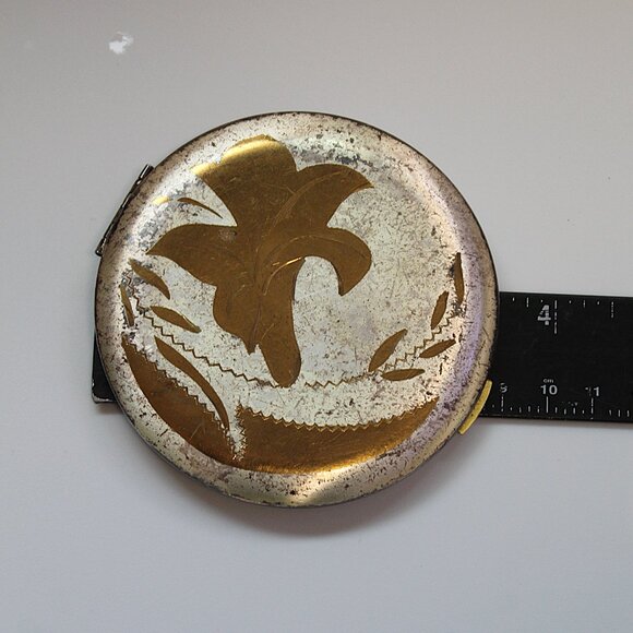 1930s Silver & Gold Tone Powder Compact With Mirror - Picture 6 of 10